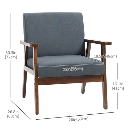 Sillón auxiliar acolchado con reposabrazos de madera