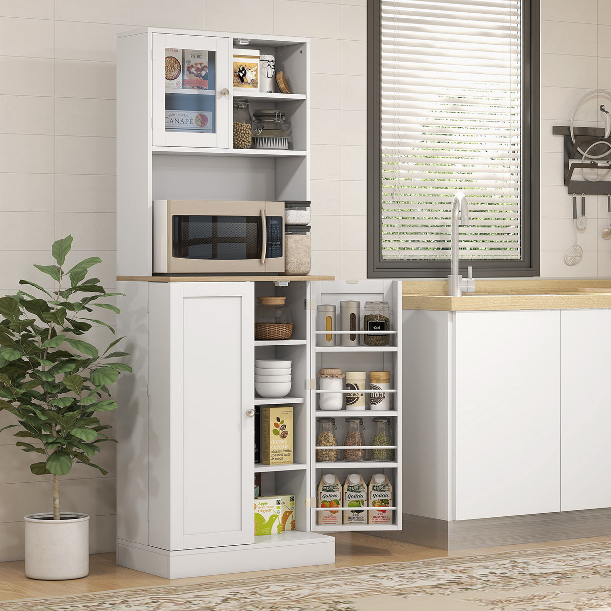 Armario de cocina despensa con puertas de vidrio