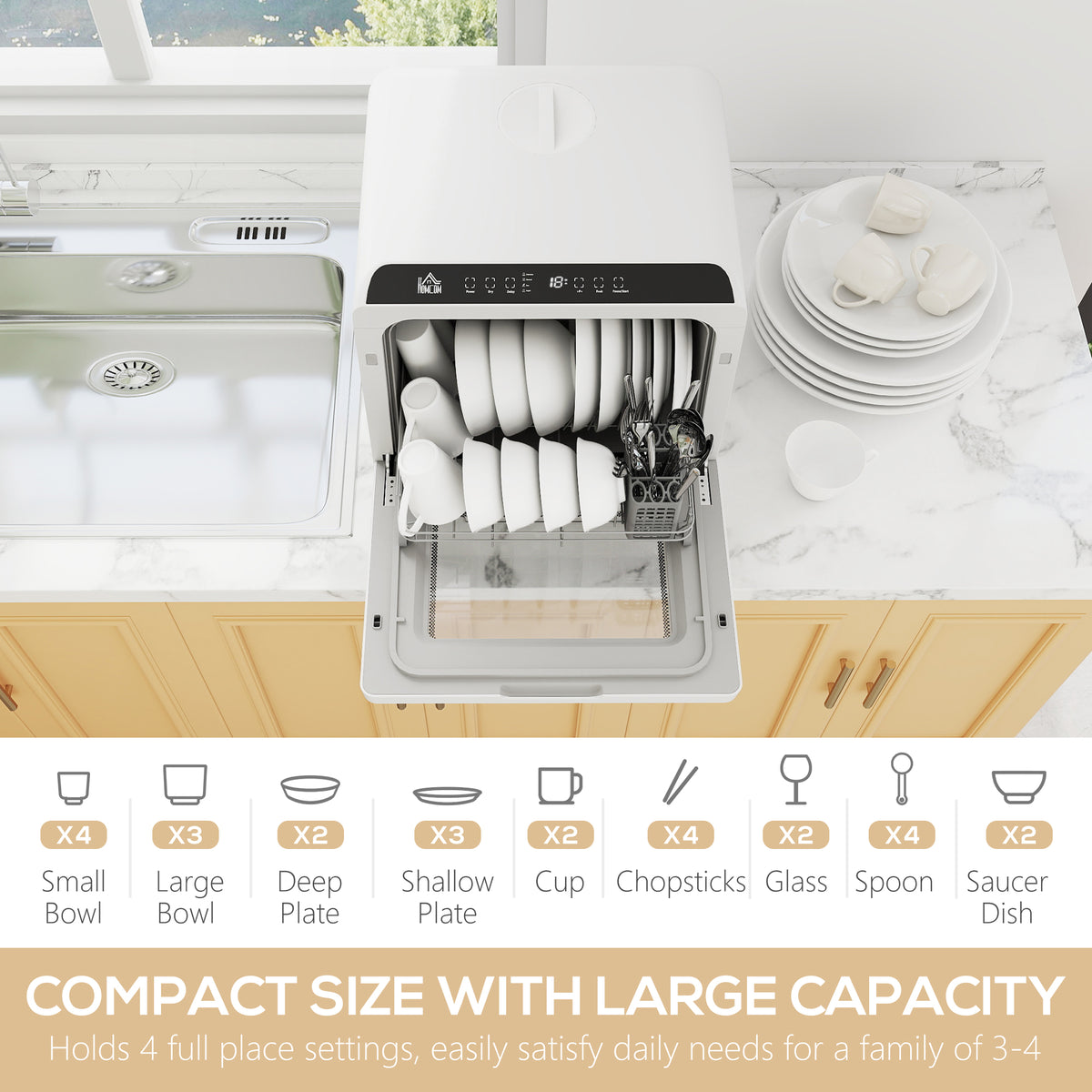 Countertop Dishwasher with 6 L Water Tank