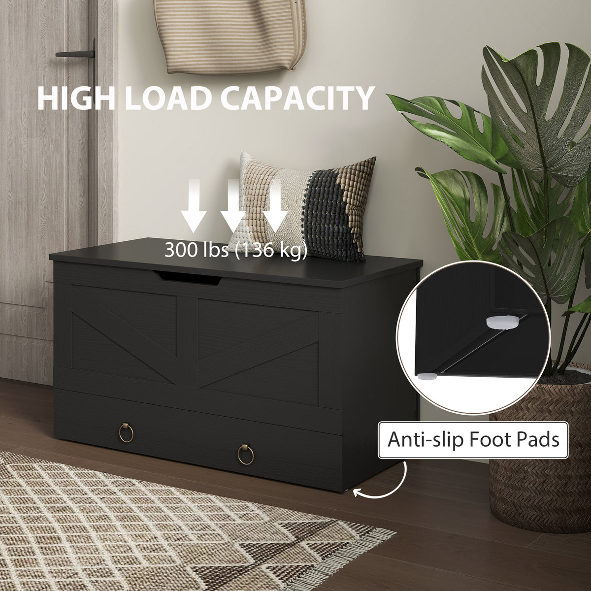 80 cm Storage Chest with Safety Hinges