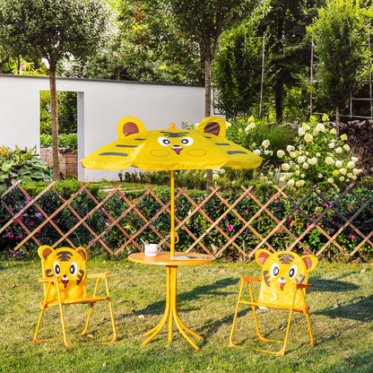 Kids picnic table and chair set with umbrella — Set of 4