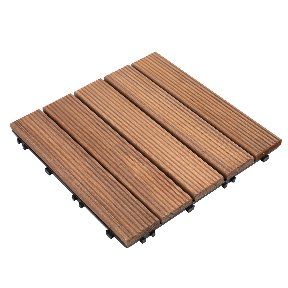 Interlocking Wood Deck Tiles — 27-Piece Set