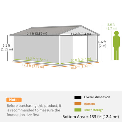 Galvanized Steel Garden Shed with Double Sliding Door