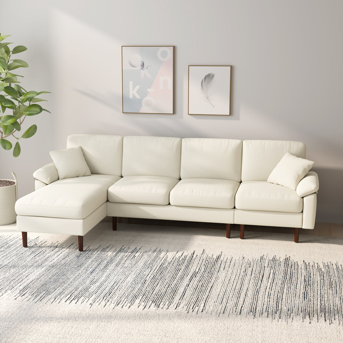 L-Shaped Sectional Sofa with Reversible Chaise Lounge