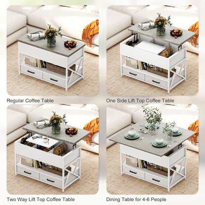 Modern lift top coffee table with storage drawers