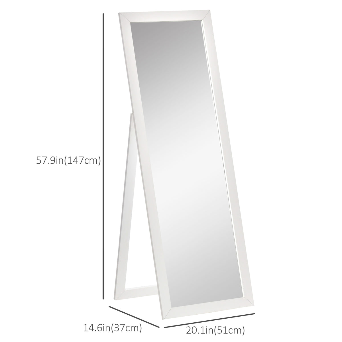 Full length rectangular mirror 58 x 20 inches with frame