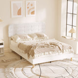 Queen Upholstered Platform Bed Frame with Adjustable Headboard
