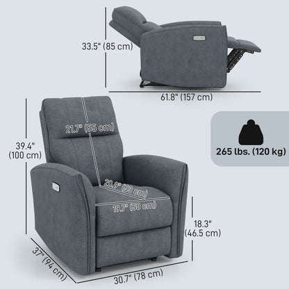 Sillón reclinable eléctrico de tejido similar al cuero