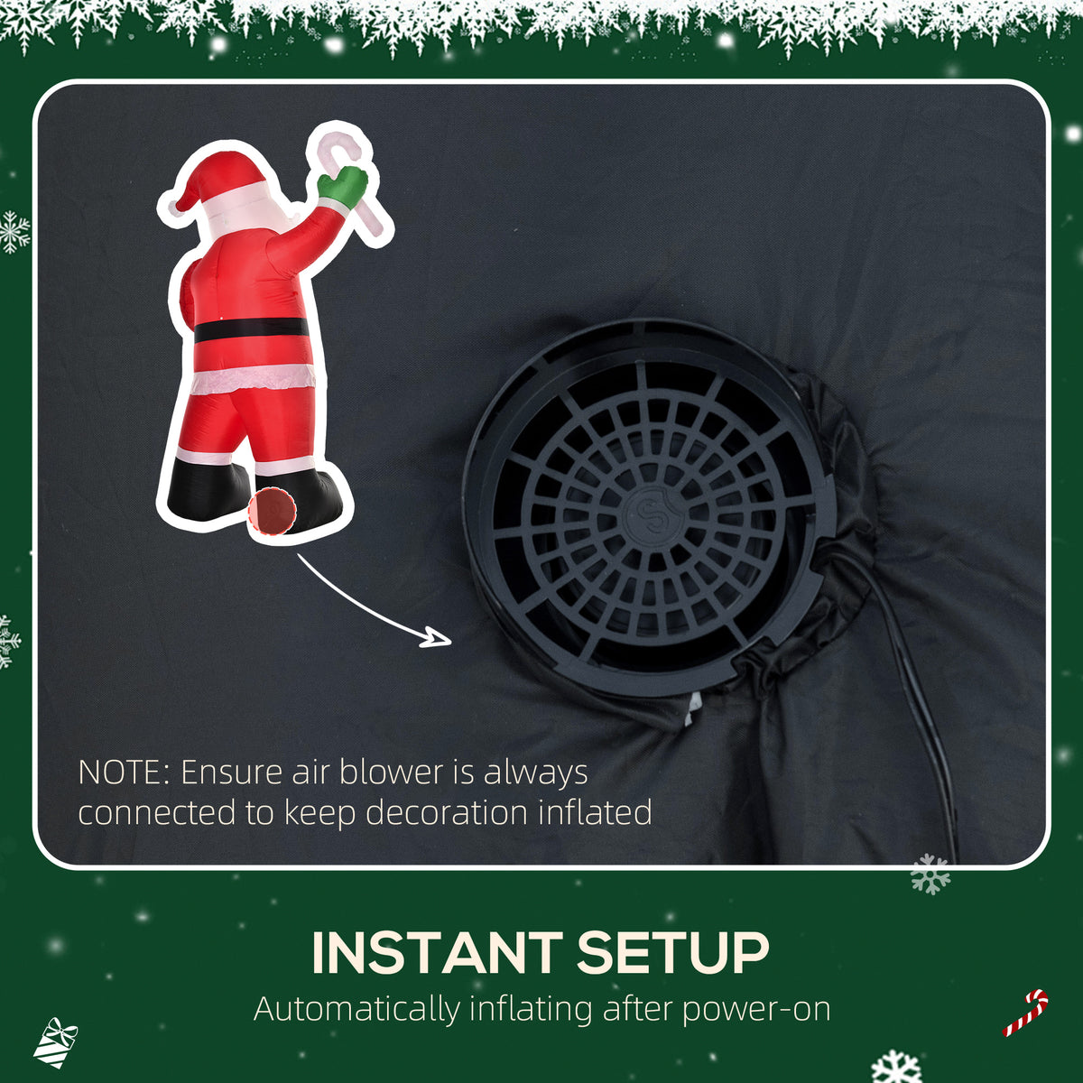 Decoración inflable de Papá Noel iluminada de 8 pies