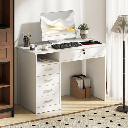 Computer Desk with Lockable Drawer and Storage