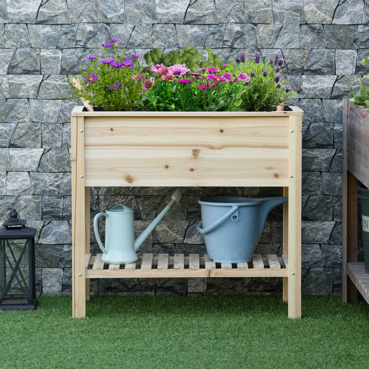 Elevated Planter Box with Storage Shelf 36 x 16 inches