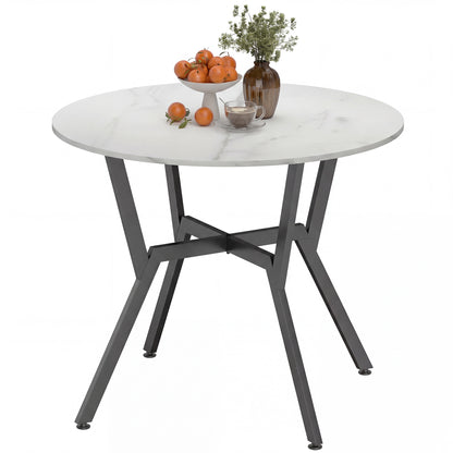 Round Dining Table 35" White Marble