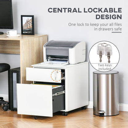 Lockable mobile steel office filing cabinet