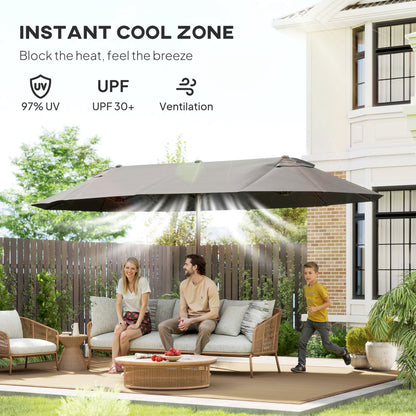 Double Canopy Patio Umbrella with Crank — 457 cm