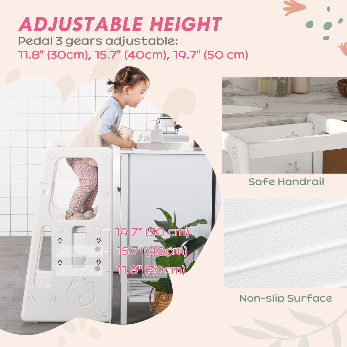 Escalón de cocina infantil regulable de 2 peldaños