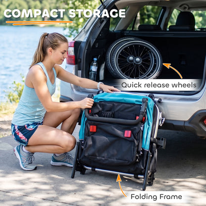 Foldable 3-in-1 Kids Bike Trailer with Reclining Seat