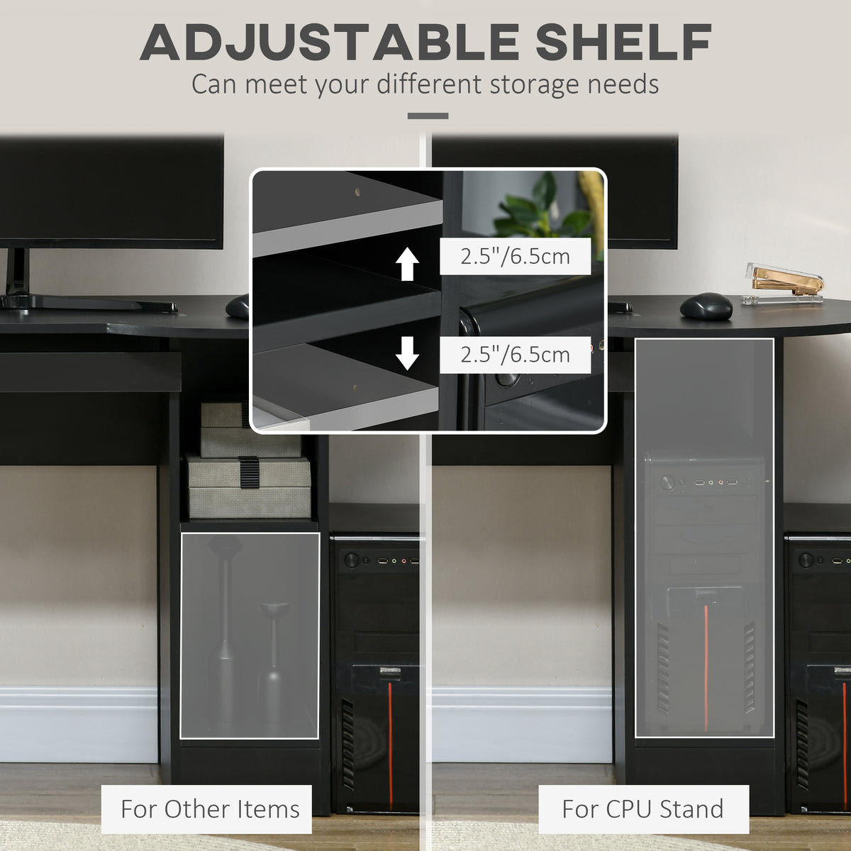 Modern computer desk with storage and drawers