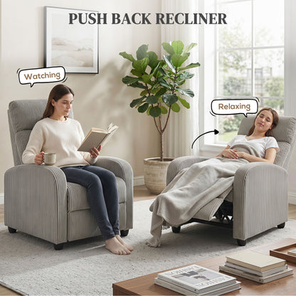 Manual Push-Back Recliner Chair in Corduroy