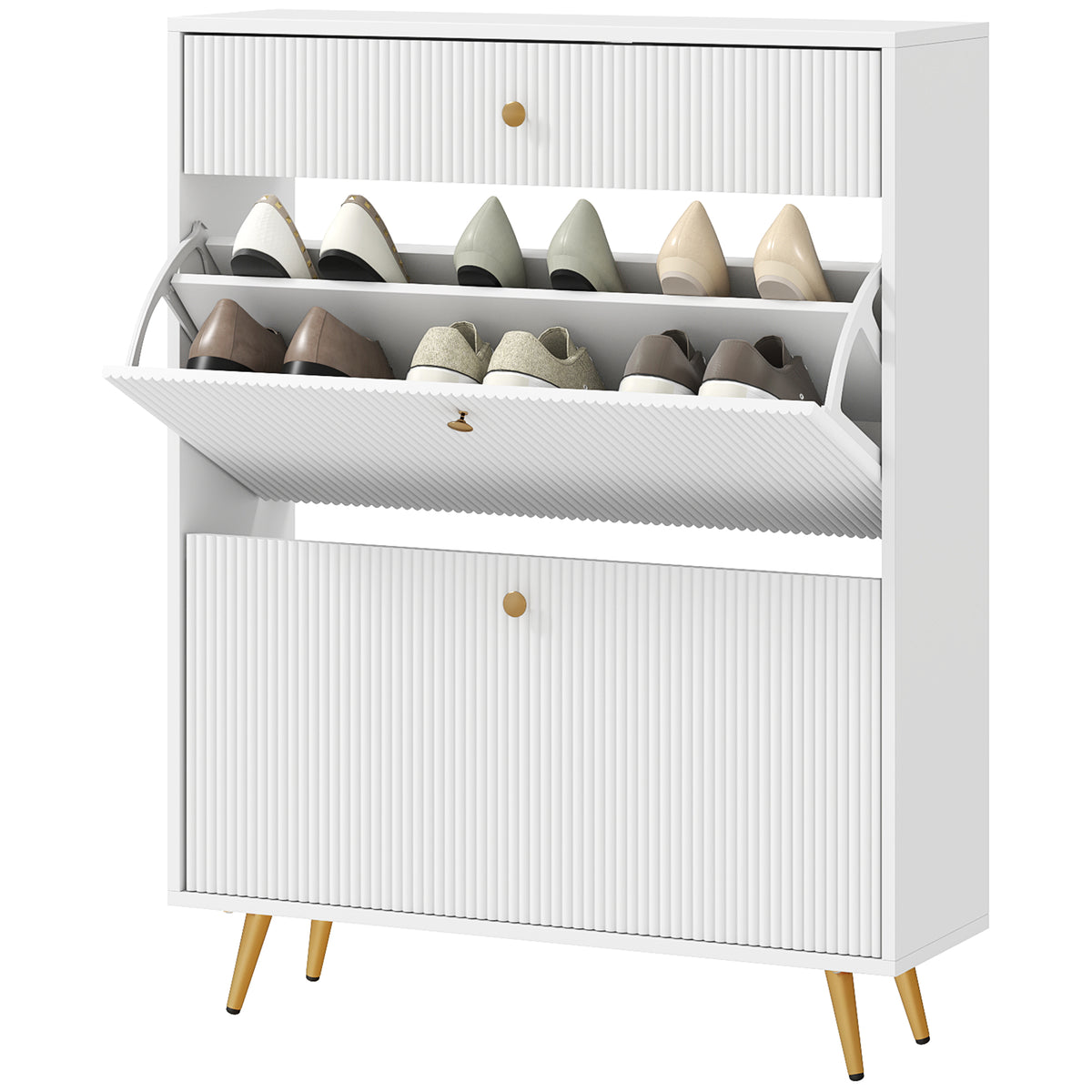 Narrow shoe storage cabinet wave panels