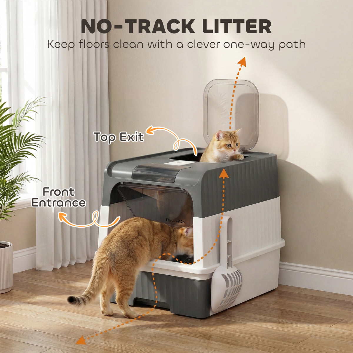 Enclosed Cat Litter Box with Lid and Drawer