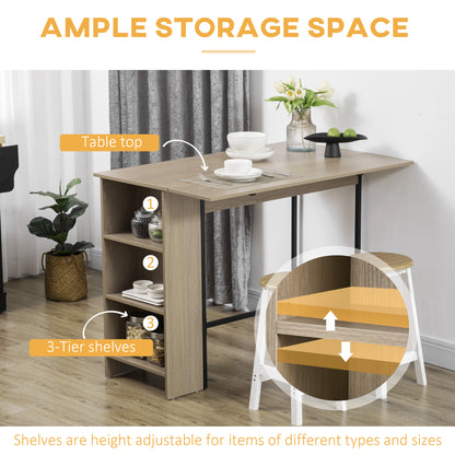 Extendable Bar Table with Adjustable Storage Shelves