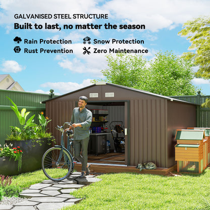 Galvanized Steel Garden Shed with Double Sliding Door