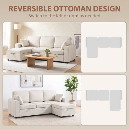 Modular Sectional Sofa Bed with Storage Ottoman