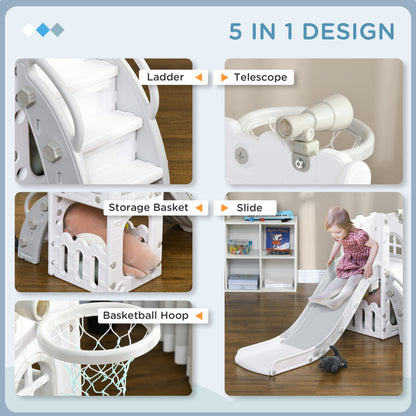 5-in-1 Toddler Slide with Basketball Hoop