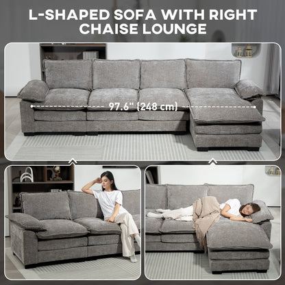 L-shaped Chenille Sofa 120.5 inches with Chaise Lounge