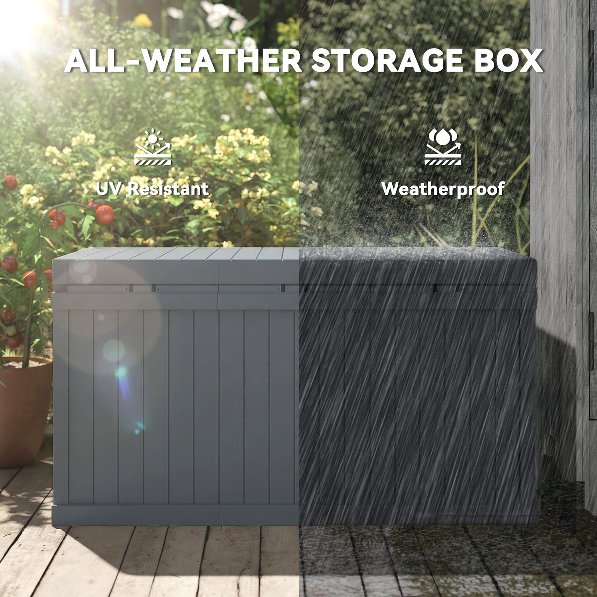 Outdoor waterproof deck storage box 265 L
