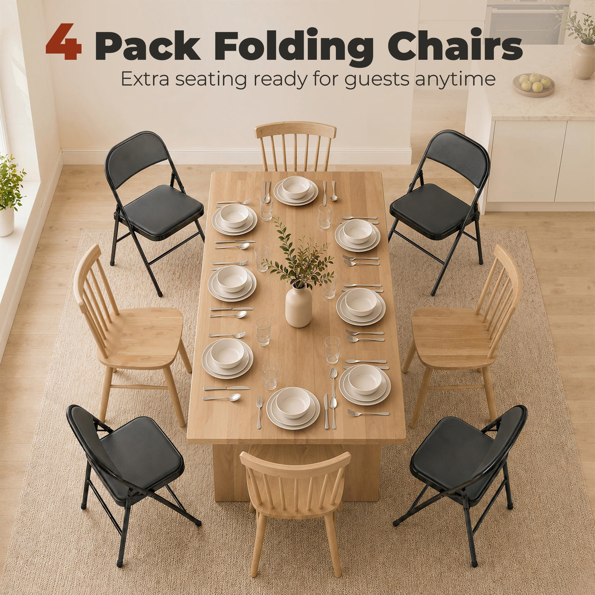 Set of 4 metal folding chairs