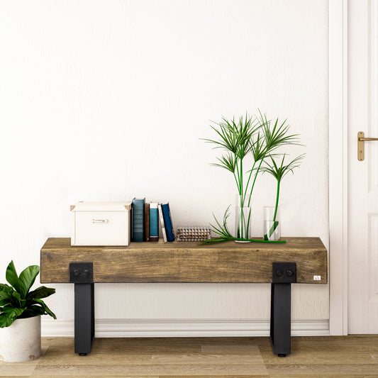 Outdoor garden bench wood effect concrete — natural