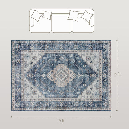 Vintage Machine Washable Non-Slip Area Rug 6x9