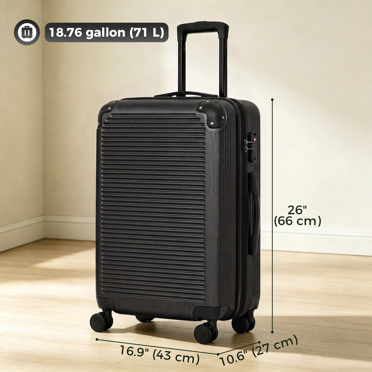 Maleta extensible de 24 pulgadas de carcasa rígida con ruedas giratorias