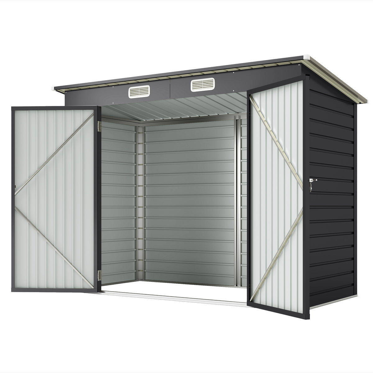 Galvanized Steel Garden Shed with Double Doors