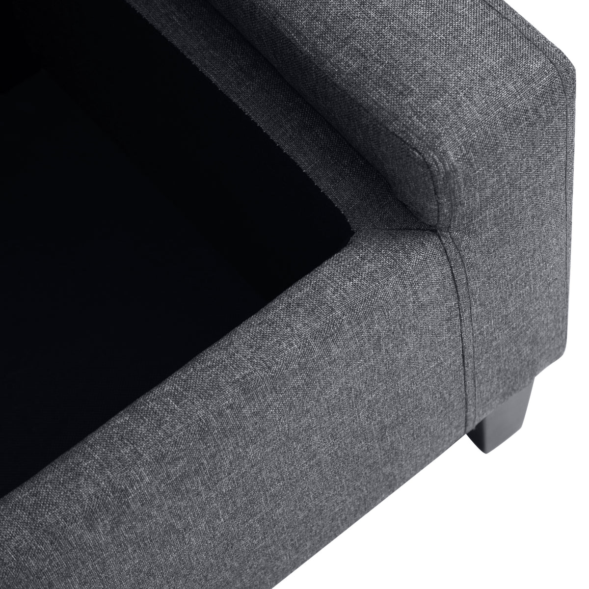 Tufted Linen Storage Ottoman Bench