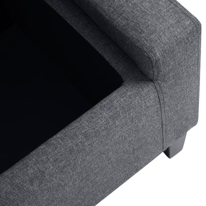 Tufted Linen Storage Ottoman Bench