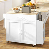 Kitchen island on wheels with drop-leaf countertop