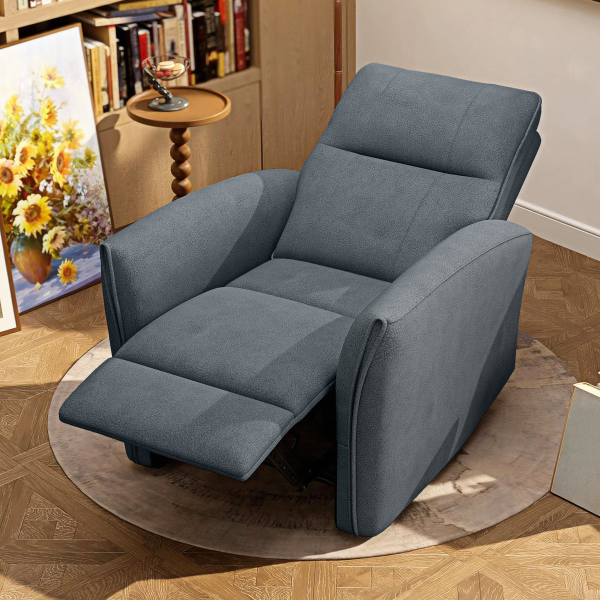 Sillón reclinable eléctrico de tejido similar al cuero