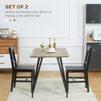 Set of 2 Wooden Dining Chairs Solid Cross Back