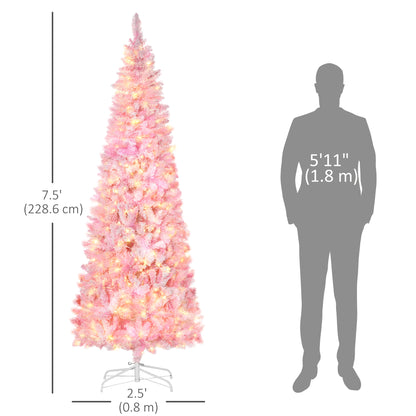 Prelit Snow Flocked Pencil Artificial Christmas Tree