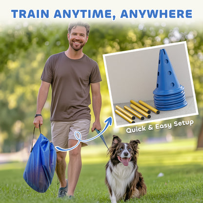 Set de agilidad para perros con conos y postes ajustables