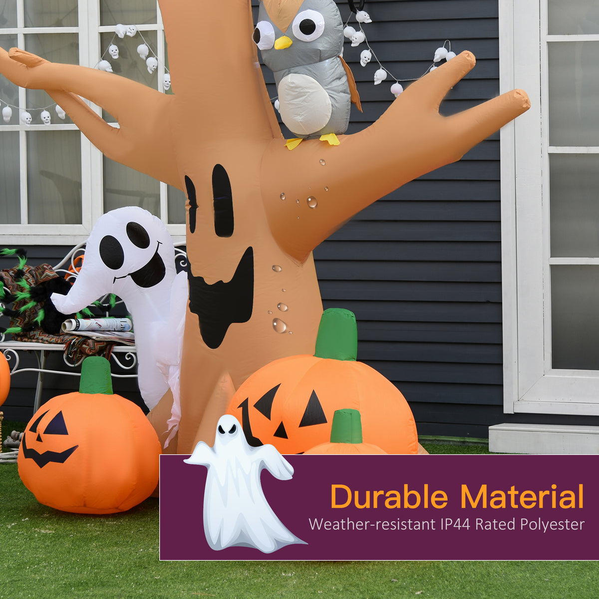 Inflatable Halloween LED Tree with Owl and Pumpkins