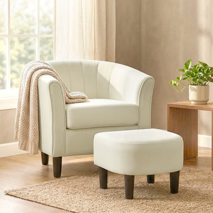 Modern Accent Chair with Ottoman and Pocket Spring Cushion
