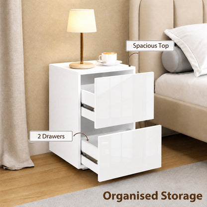 Modern Nightstand 2-Drawer Bedside Table — Set of 2