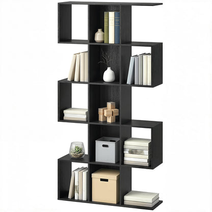 5-Tier S-Shaped Bookshelf — 15 Compartments