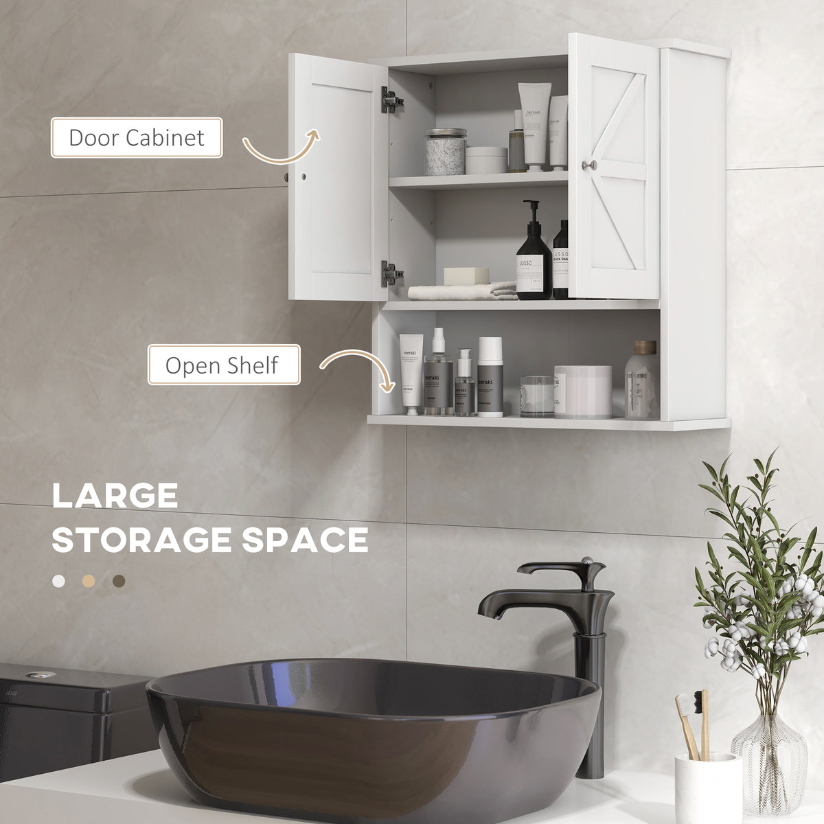 Wall Medicine Cabinet with Barn Doors Adjustable Shelf
