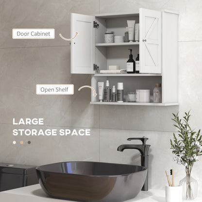Wall Medicine Cabinet with Barn Doors Adjustable Shelf