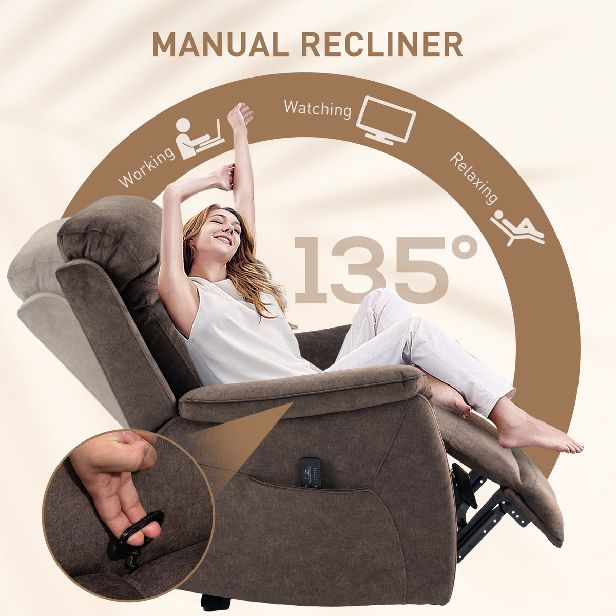 Manual Recliner Chair with Vibration Massage