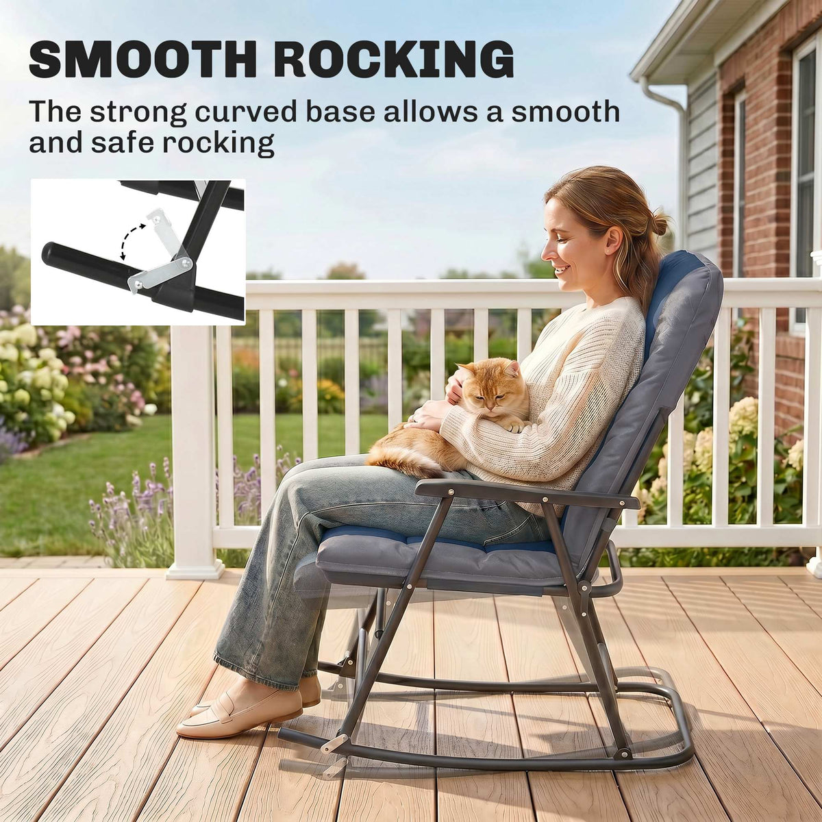 Set of 2 Padded Rocking Chairs with Armrests